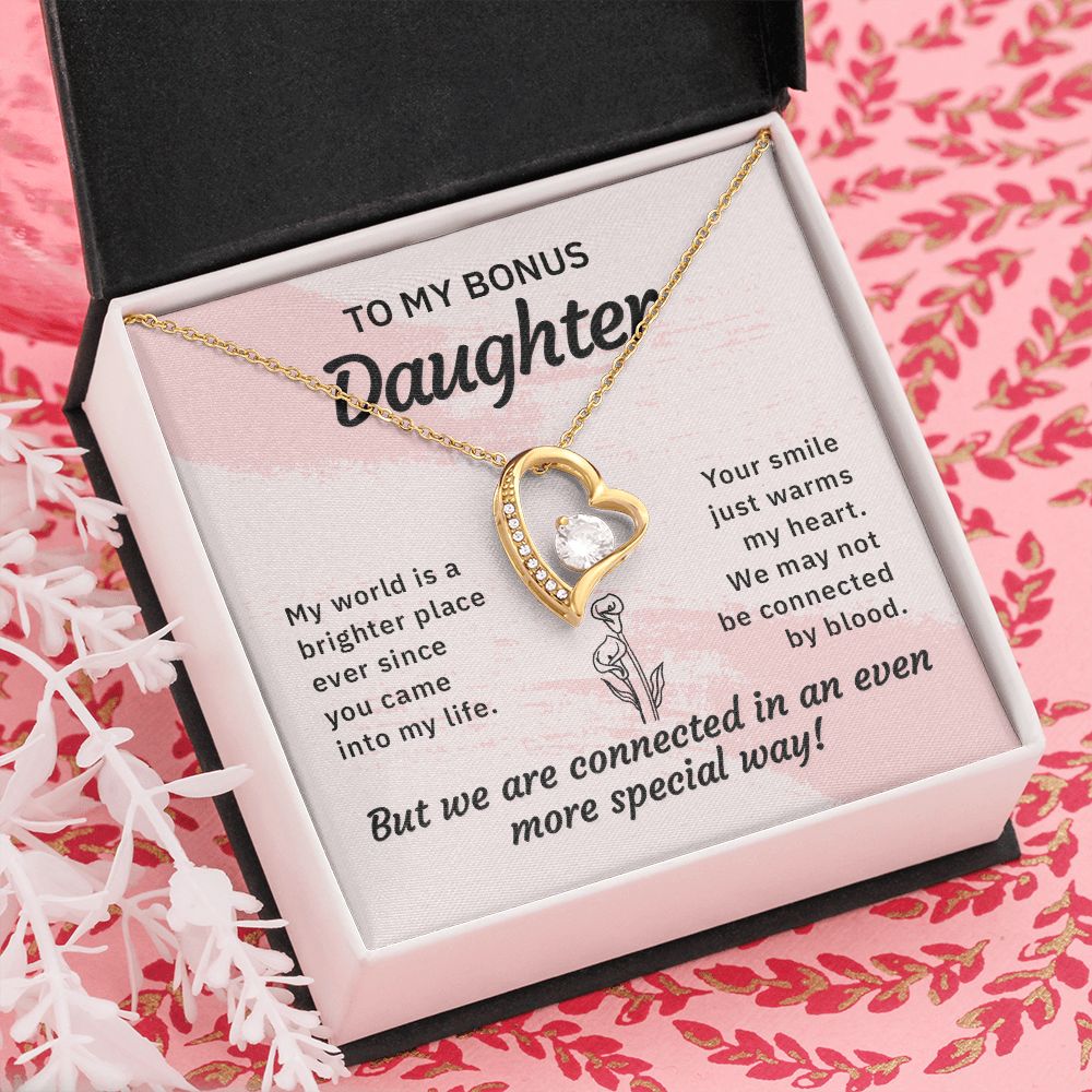 Bonus Daughter Gifts From Stepdad, Step Daughter Gifts From Stepmom, Stepdaughter Gifts From Stepdad, Father Stepdaughter Necklace, To My Bonus Daughter Necklaces, Christmas Gifts For Bonus11 Forever Love Necklace