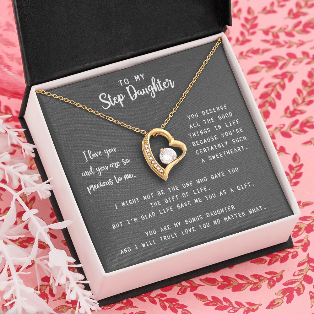 to My Step Daughter Necklace from Stepdad Bonus Daughters Birthday Xmas Congrats (1) Forever Love Necklace