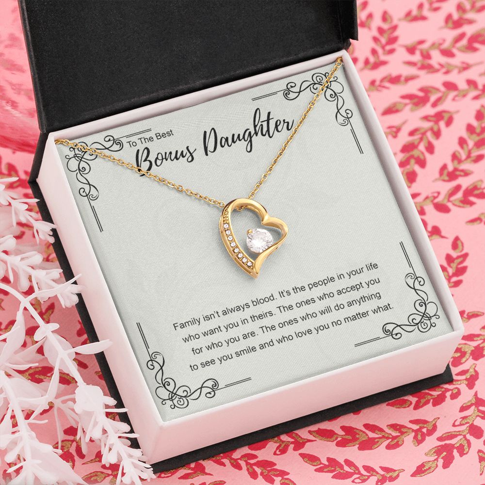 Bonus Daughter Gift Necklace, Double Hearts Necklace, Stepdaughter Jewelry Forever Love Necklace
