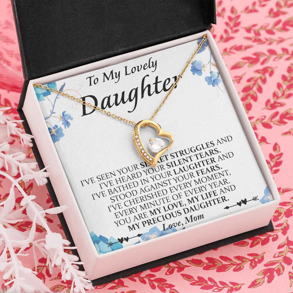 Mother and Daughter Necklace for Girls, To My Daughter Gift Necklace from Mom, Birthday Christmas Gift Graduation Gifts for Daughters, Jewelry Pendant Present for Daughter, Mother Daughter Gift 41 Forever Love Necklace
