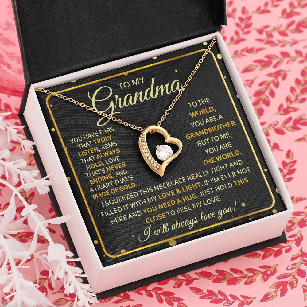 To My Grandma Necklace, Gift for Grandmother Necklace, Mothers Day Gift For Grandma Nana, Grandma Jewelry From Grandchildren GrandKids , Jewelry Box Gift For Grandma Grandmother7 Forever Love Necklace