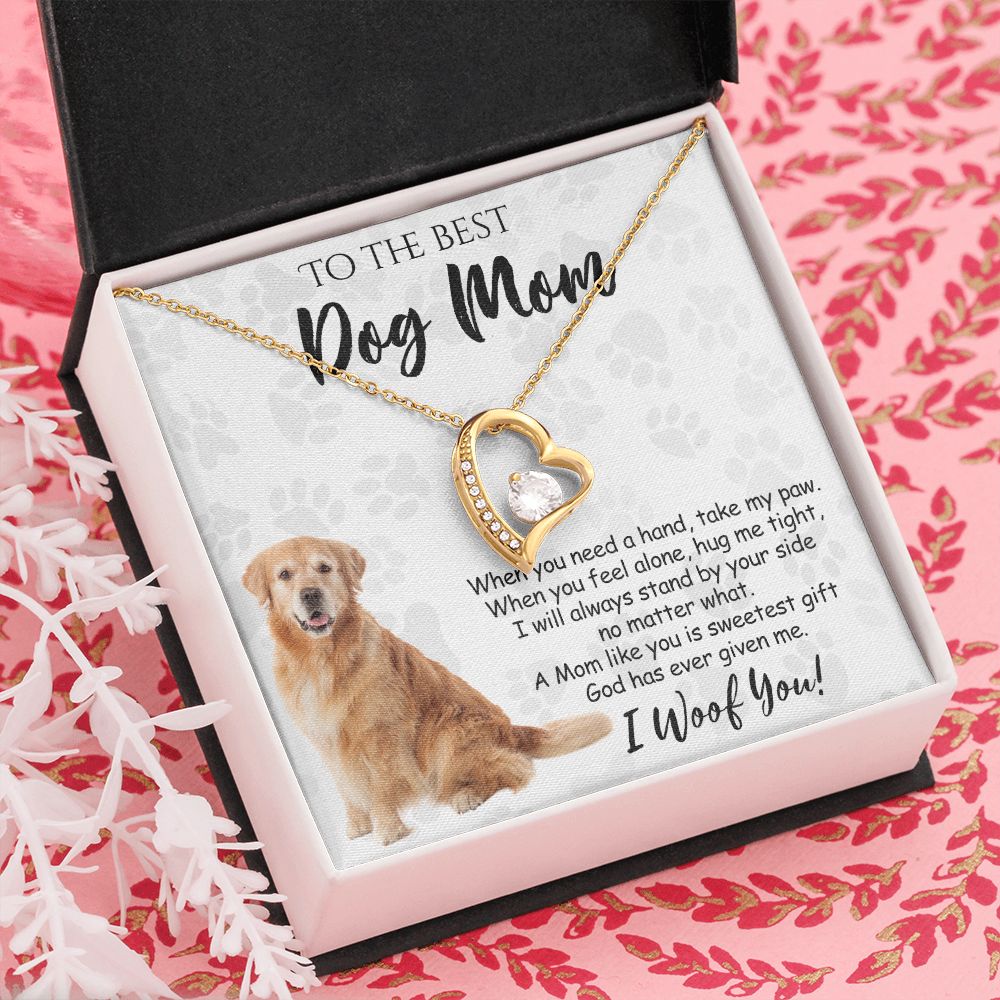 To The Best Golden Retriever Dog Mom Knot Necklace Mother's Day Gift , I Woof You Quote Gift Card, Message Card Jewelry For Dog Lovers, Necklace For Mom Forever Love Necklace