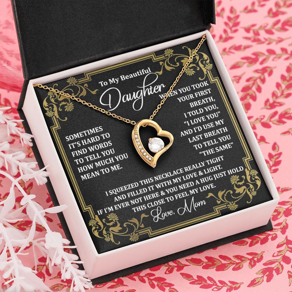 Mother Daughter Gift Ideas, To My Daughter Gift Necklace from Mom, Jewelry Pendant Present for Daughter, Birthday Christmas Gift Graduation Gifts for Daughters, Mother and Daughter Necklace 2134 Forever Love Necklace