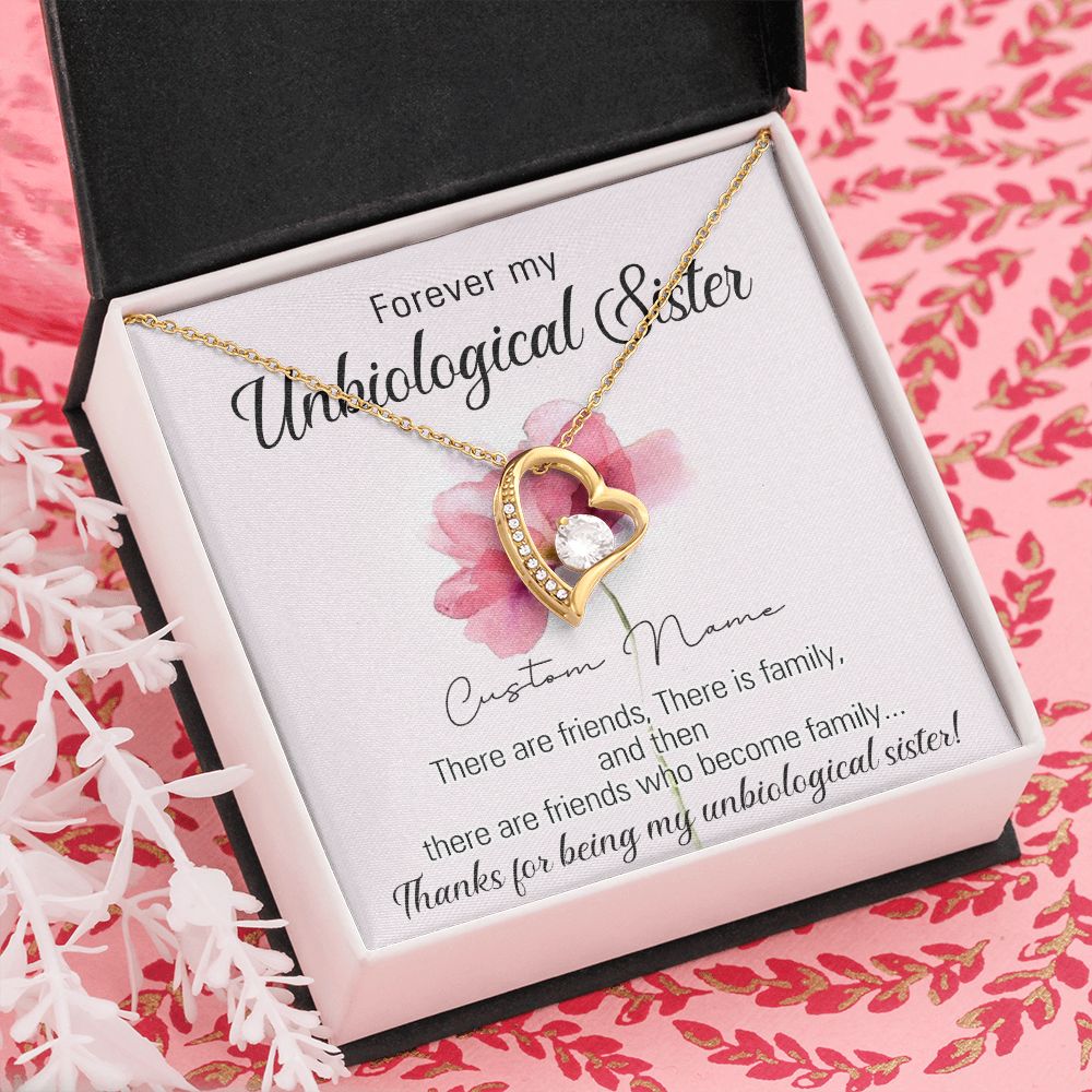 To My Unbiological Sister Necklace for Soul Sister Gift for Big Little Sorority Sister in Law Necklace for Sister Gift Tribe Jewelry Birthday Gift Idea for Best Friend 301 Forever Love Necklace