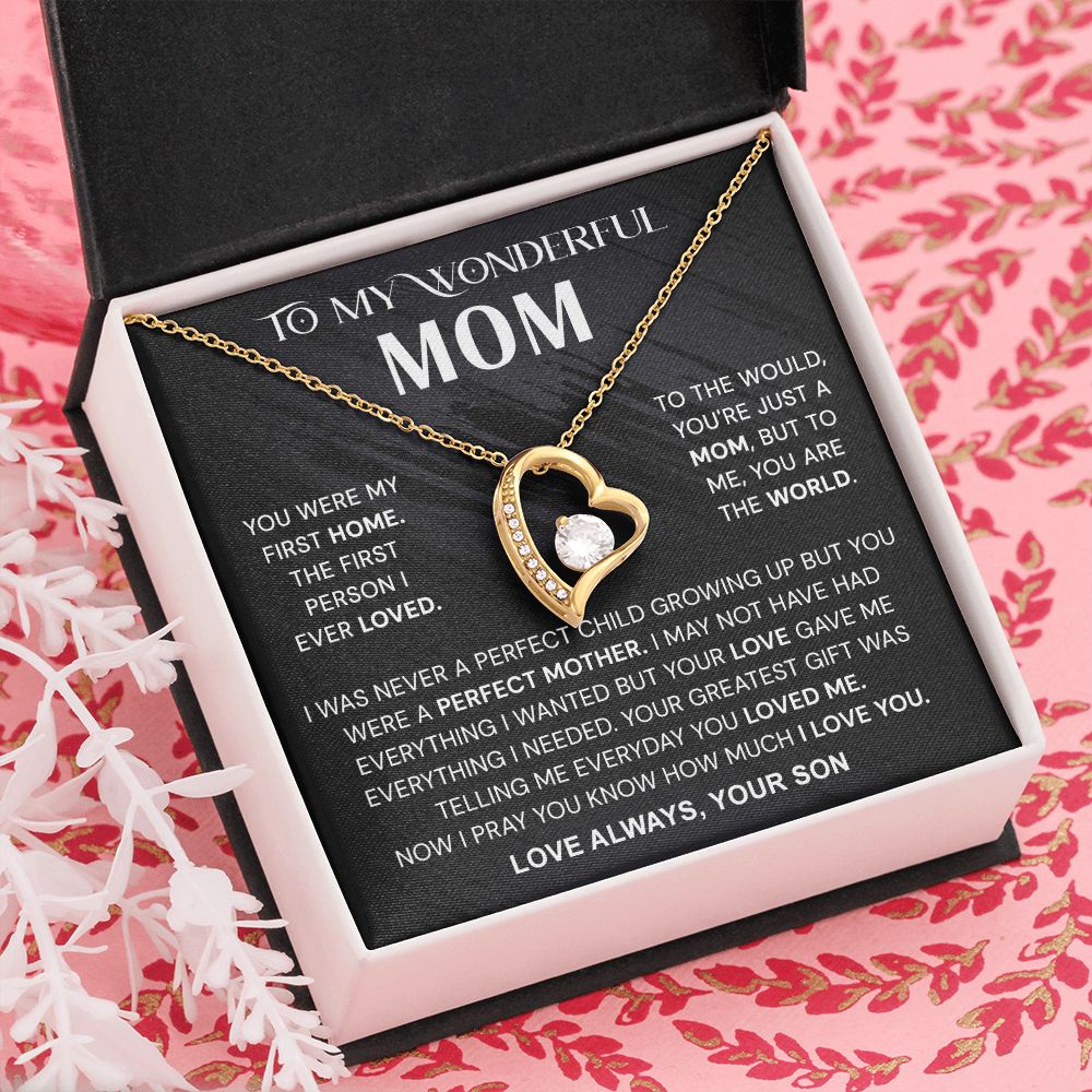 To My Wonderful Mom Necklace, Mom From Son Gift, Gift for Mother's Day From Son, Gift for Mom, Mother Gift from Son Necklace, Son to Mom Gifts, Mom gifts, Mothers Day Gift From Son Forever Love Necklace