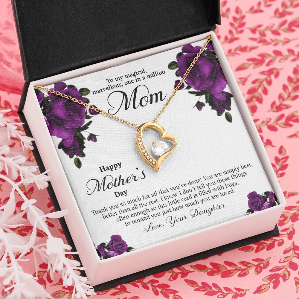 Mom Necklace Gifts for Mom from Daughter to Mom Gifts for Mothers Day from Daughter, To My Mom Necklace from Daughter to Mom Birthday Gifts Necklace with Message Card and Gift Box3 Forever Love Necklace