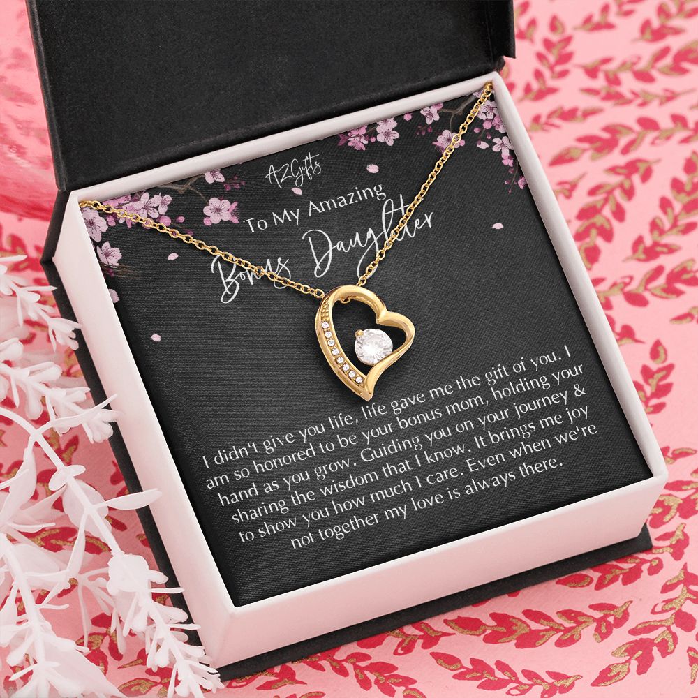 Bonus Daughter Gifts From Stepdad, Step Daughter Gifts From Stepmom, Stepdaughter Gifts From Stepdad, Father Stepdaughter Necklace, To My Bonus Daughter Necklaces, Christmas Gifts For Bonus D Forever Love Necklace