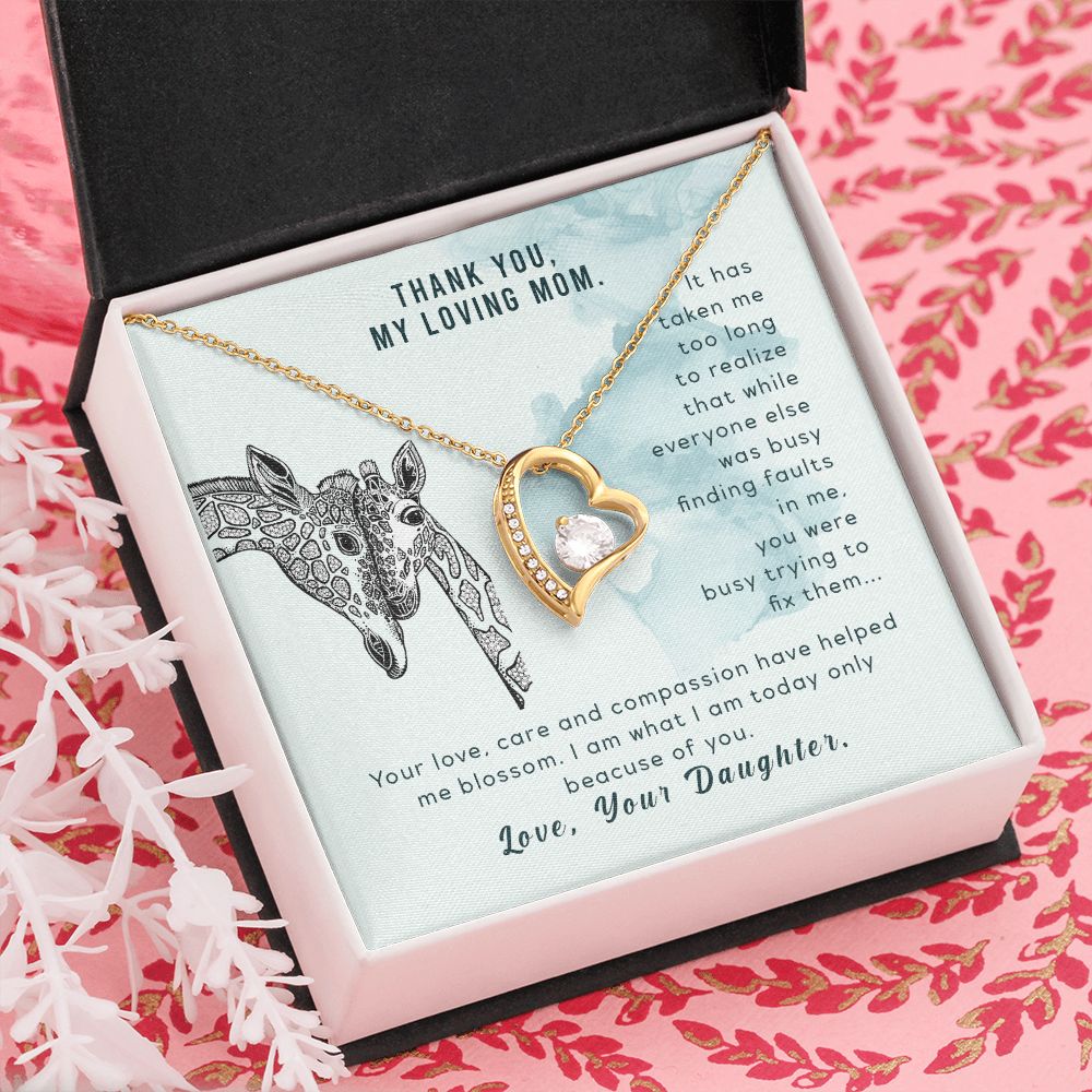 To My Thank You My Loving Mom Giraffe Necklace Pendant Gift From Mom Necklace Gift For To Daughter Birthday Daughter In Law Gift On Birthday Anniversary Gift 30821 Forever Love Necklace