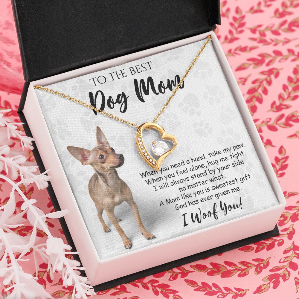 To The Best Chihuahua Dog Mom Knot Necklace Mother's Day Gift , I Woof You Quote Gift Card, Message Card Jewelry For Dog Lovers, Necklace For Mom Forever Love Necklace