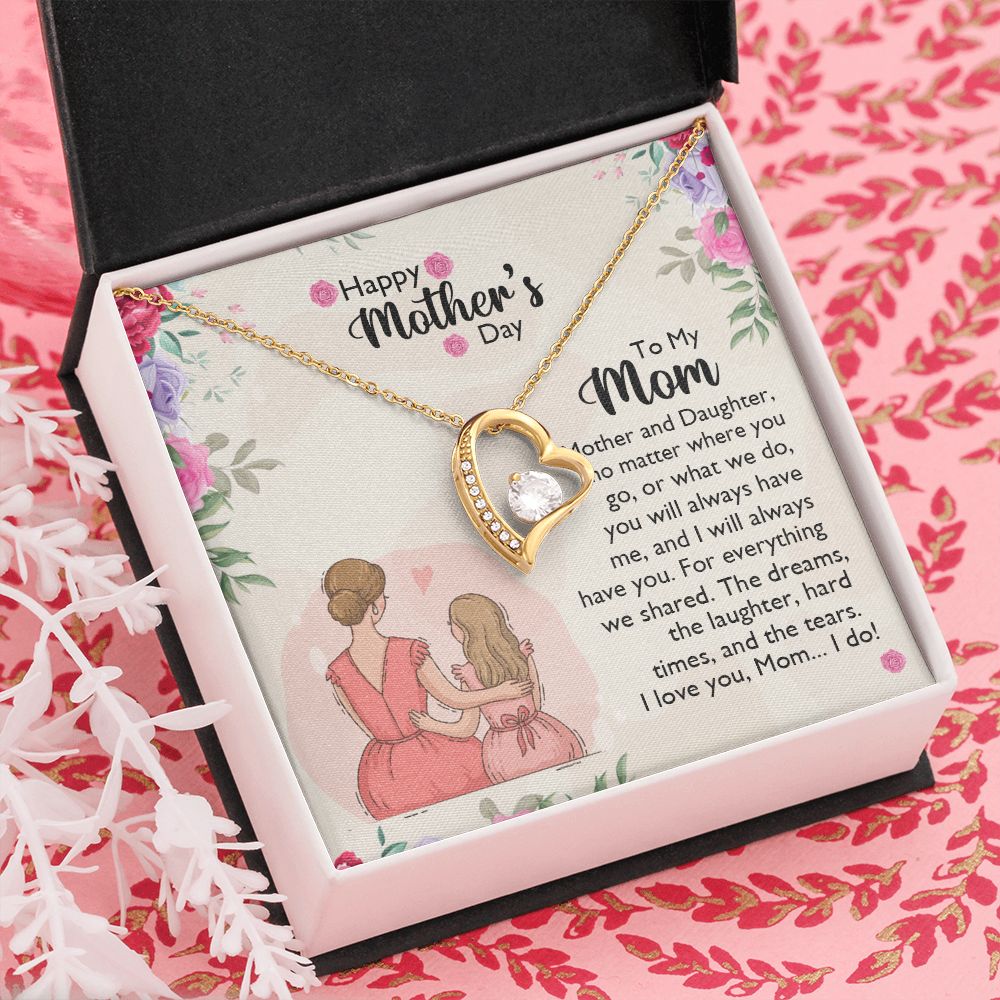 Mom Necklace Gifts for Mom from Daughter to Mom Gifts for Mothers Day from Daughter, To My Mom Necklace from Daughter to Mom Birthday Gifts Necklace with Message Card and Gift Box11 Forever Love Necklace