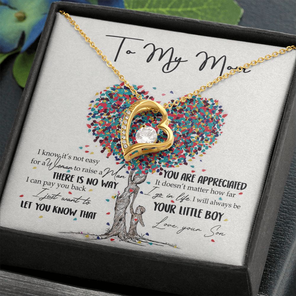 To My Mom Necklace Pendant Gift From Son  And Happy Mother's Day Gift For Mom Birthday, Anniversary You Are Appreciated I Go In Life Your Little Boy Forever Love Necklace