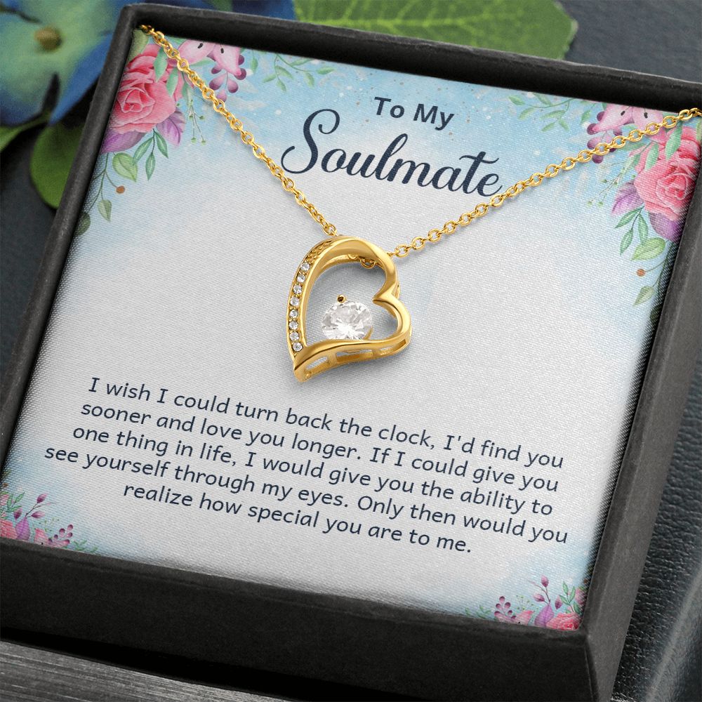 To My Soulmate Necklace for Women Birthday Christmas Jewelry Gifts For My Wife with Message Card Box Personalized Gift Present Pendant for Future Wife Soulmate Girlfriend Love 17 Forever Love Necklace