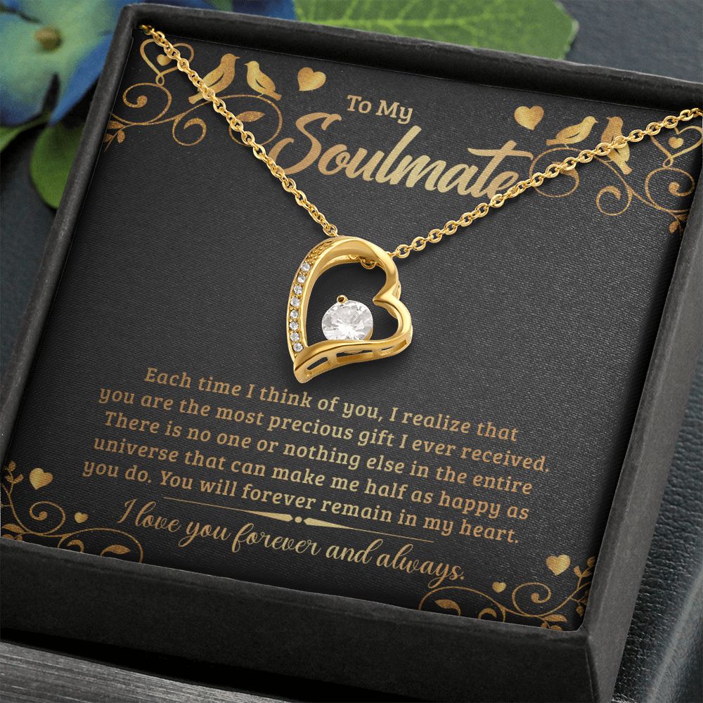 To My Soulmate Necklace for Women Birthday Christmas Jewelry Gifts For My Wife with Message Card Box Personalized Gift Present Pendant for Future Wife Soulmate Girlfriend Love 19 Forever Love Necklace