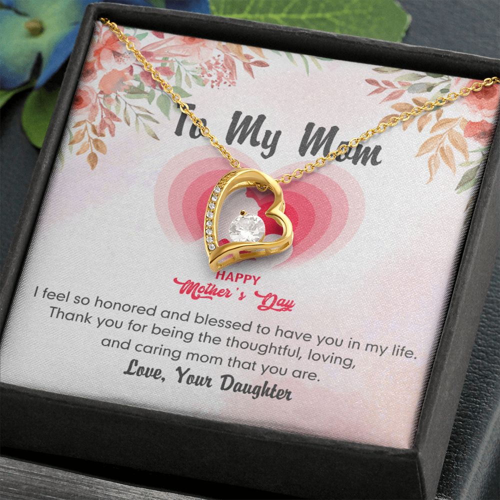To My Mom Necklace Pendant Gift From Daughter And Happy Mother's Day Gift For Mom Birthday, Anniversary Thank You Forever Love Necklace