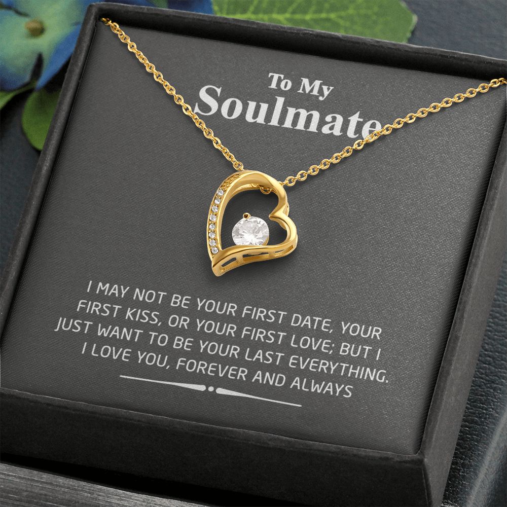 To My Soulmate Necklace for Women Birthday Valentines Day Jewelry Gifts For My Wife with Message Card Box Personalized Gift Present Pendant for Future Wife Soulmate Girlfriend Love 2 Forever Love Necklace