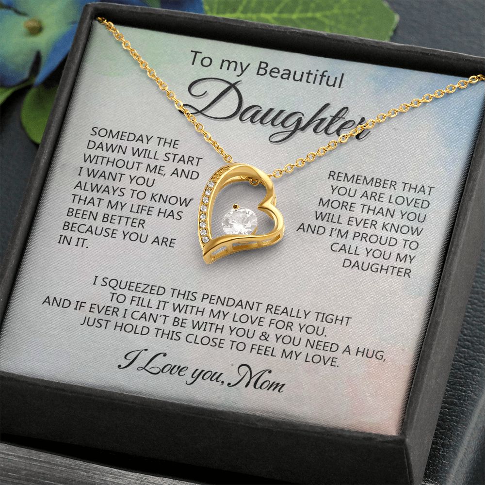 Jewelry Pendant Present for Daughter, To My Daughter Gift Necklace from Mom, Mother Daughter Gift Ideas, Birthday Christmas Gift Graduation Gifts for Daughters, Mother and Daughter Necklace 14 Forever Love Necklace