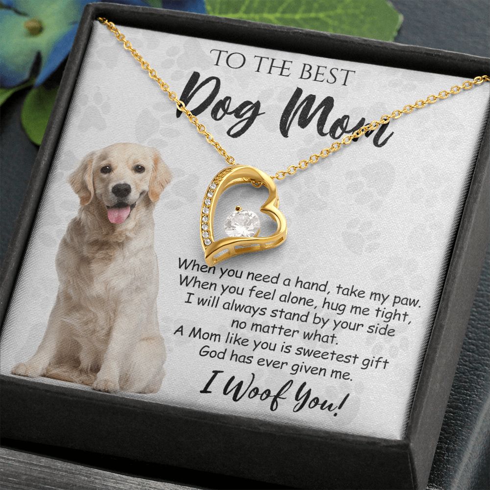 To The Best Golden Retriever Dog Mom Knot Necklace Mother's Day Gift , I Woof You Gift Card, Message Card Jewelry For Dog Lovers, Necklace For Mom Forever Love Necklace