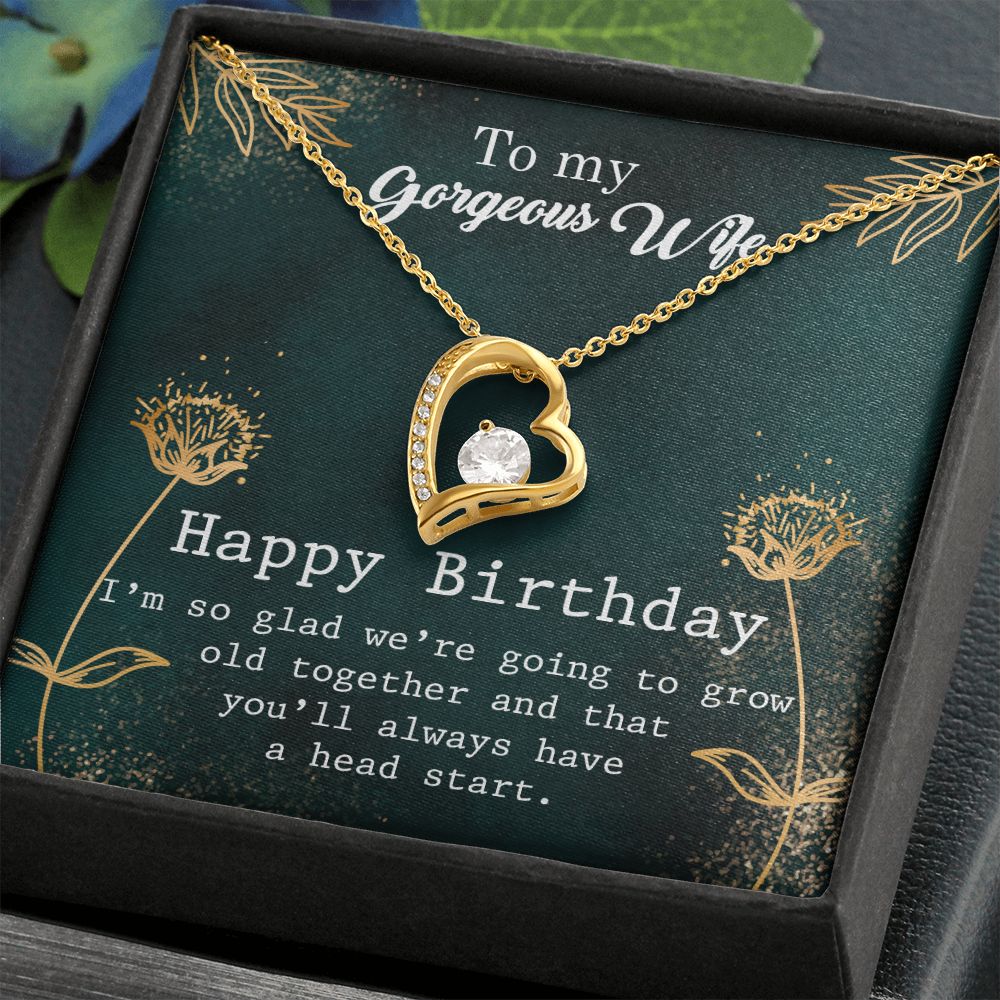 To My Gorgeous Wife Necklace Pendant Gift From Husbnd Habby Birthday A Head Start With Message Card and Gift Box. Valentine's Day Gift For Wife Future Wife Forever Love Necklace