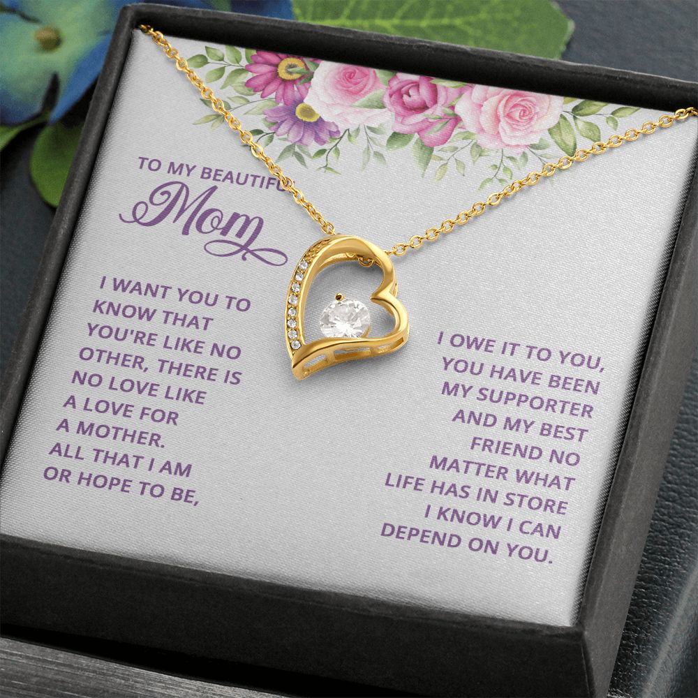 Mom Necklace Gifts for Mom from Daughter to Mom Gifts for Mothers Day from Daughter, To My Mom Necklace from Daughter to Mom Birthday Gifts Necklace with Message Card and Gift Box17 Forever Love Necklace
