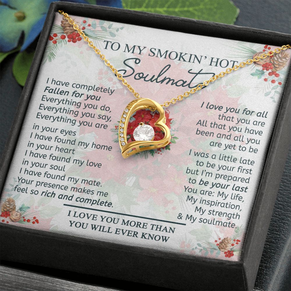 To My Smokin Hot Soulmate Necklace - Wife Gifts From Husband To My Wife Necklace, Gift for Her Romantic, Girlfriend Gifts Necklace for Wife from Men Includes Message Card and Gift Box 19 Forever Love Necklace