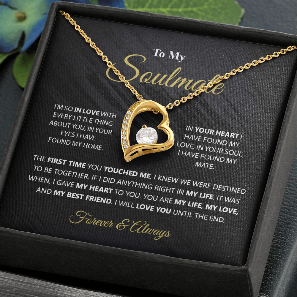 To My Soulmate Necklace for Women Birthday Christmas Jewelry Gifts For My Wife with Message Card Box Personalized Gift Present Pendant for Future Wife Soulmate Girlfriend Love 1 Forever Love Necklace