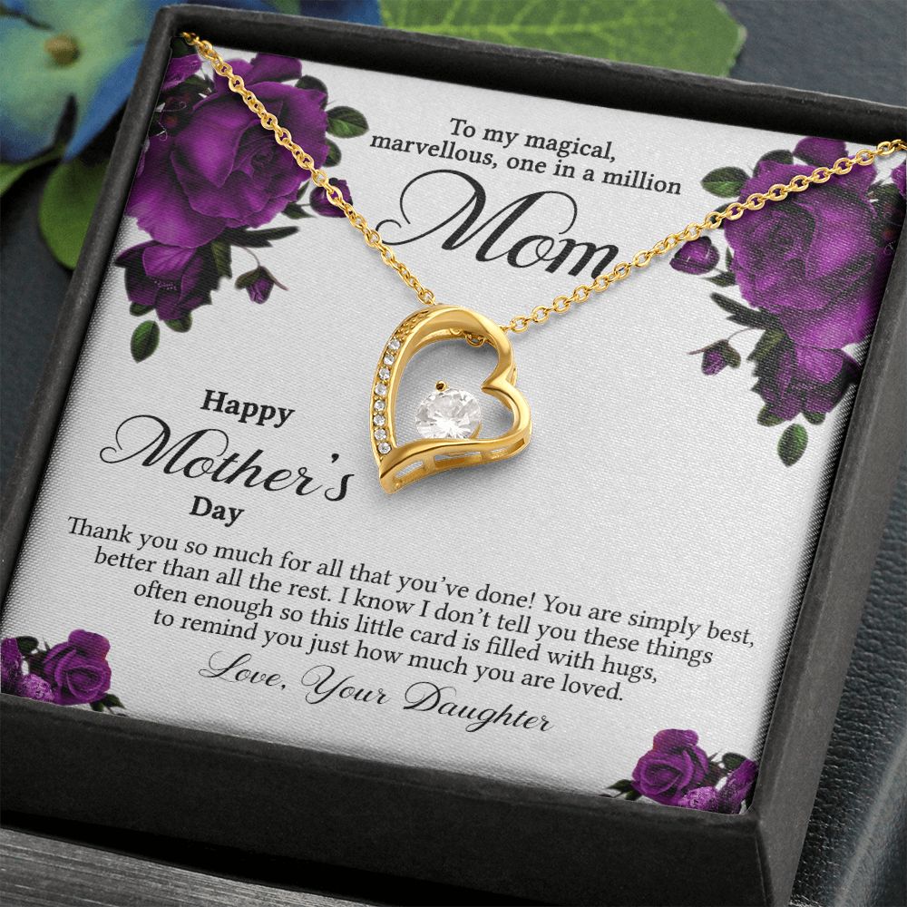Mom Necklace Gifts for Mom from Daughter to Mom Gifts for Mothers Day from Daughter, To My Mom Necklace from Daughter to Mom Birthday Gifts Necklace with Message Card and Gift Box3 Forever Love Necklace
