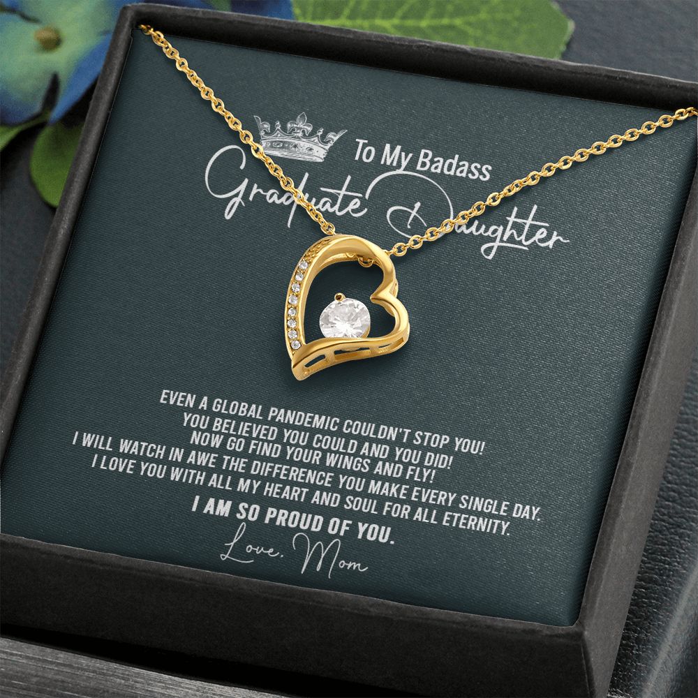 Badass Graduation Daughter Gift From Mom, Graduation Gift, Necklace Congrats Graduation Pendants Gift For Daughter, Daughter In law, Daughter Necklace From Mom Forever Love Necklace