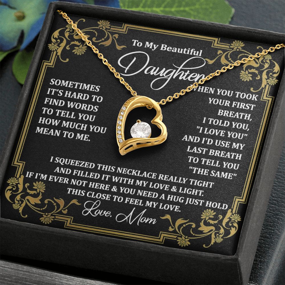 Mother Daughter Gift Ideas, To My Daughter Gift Necklace from Mom, Jewelry Pendant Present for Daughter, Birthday Christmas Gift Graduation Gifts for Daughters, Mother and Daughter Necklace 2134 Forever Love Necklace