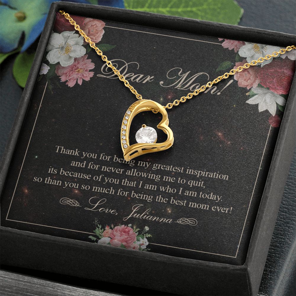 To My Mom Necklace, Gift For Mom On Mother's Day Thank You Mom Gifts From Kids Mom Julianna Forever Love Necklace