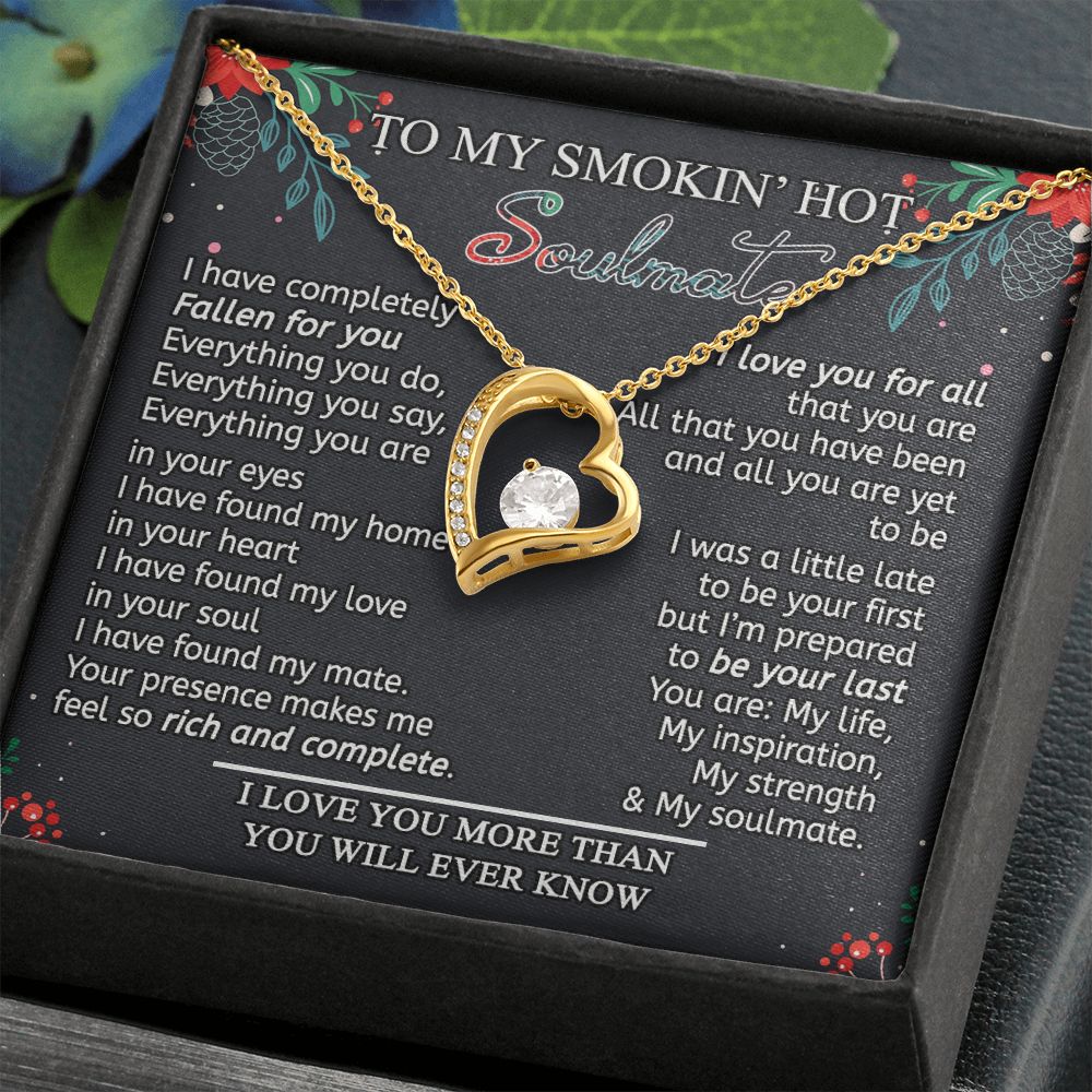 To My Smokin Hot Soulmate Necklace - Wife Gifts From Husband To My Wife Necklace, Gift for Her Romantic, Girlfriend Gifts Necklace for Wife from Men Includes Message Card and Gift Box 15 Forever Love Necklace