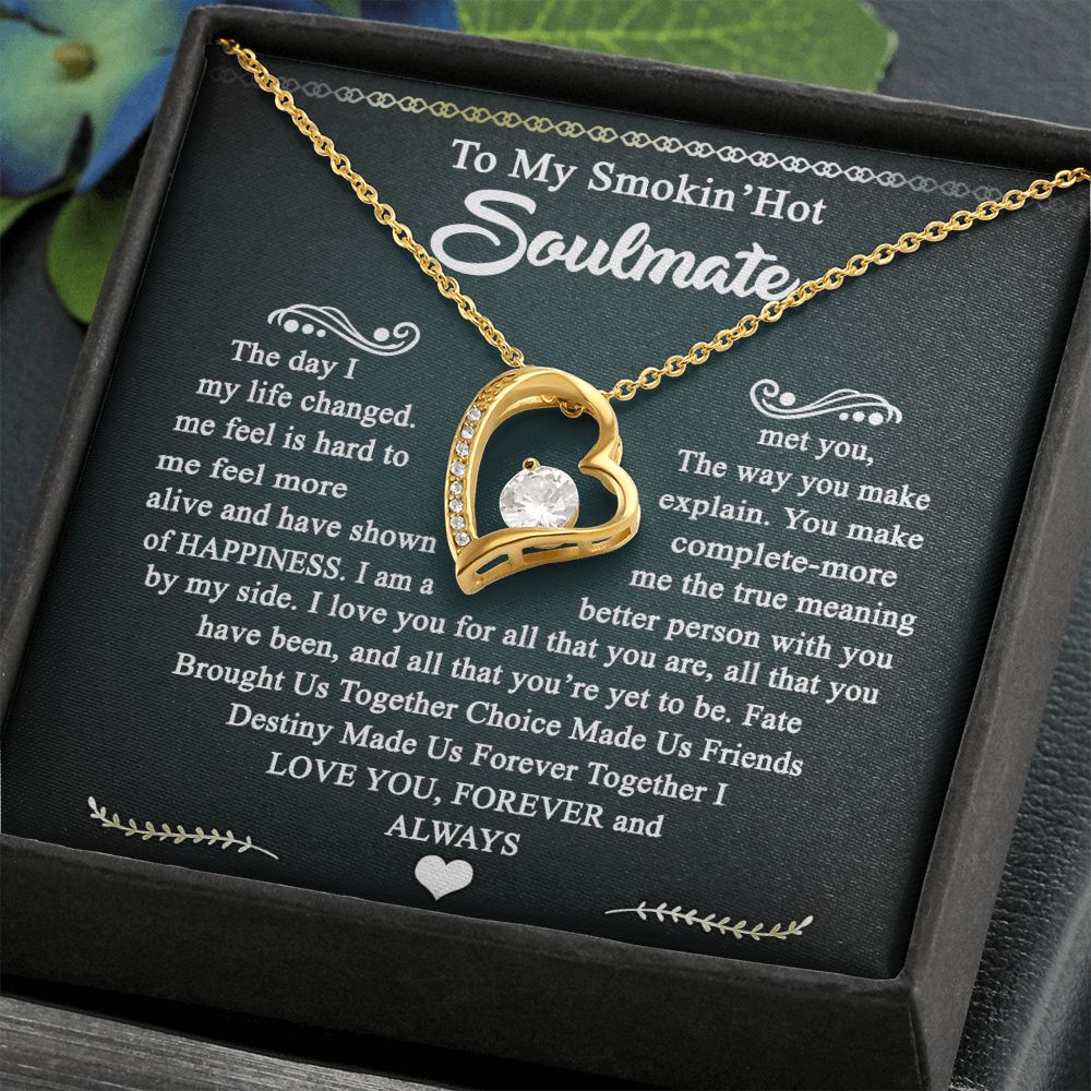 To My Smokin Hot Soulmate Necklace - Wife Gifts From Husband To My Wife Necklace, Gift for Her Romantic, Girlfriend Gifts Necklace for Wife from Men Includes Message Card and Gift Box 3 Forever Love Necklace
