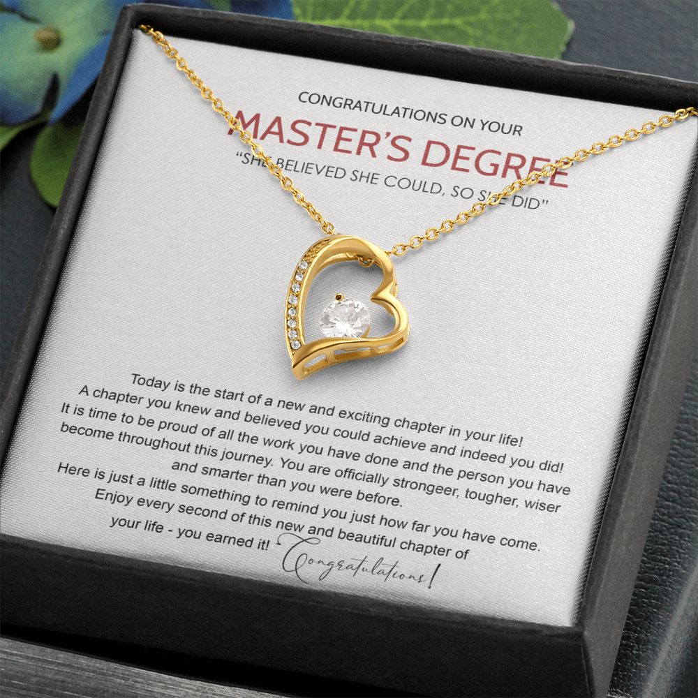 Master's Degree Graduation Gift Necklace, Masters Student Necklace Gift, Master's Student MBA Graduation Congrats Graduation Pendants Gift For Daughter, Granddaughter, Niece, Sister Forever Love Necklace