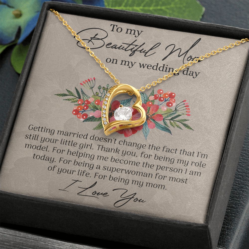 Mom Wedding Gift from Bride, Gift for Mom on Wedding Day, Mother of the Bride Necklace, Wedding Gift for Mom, Bride to Mom Gift Forever Love Necklace