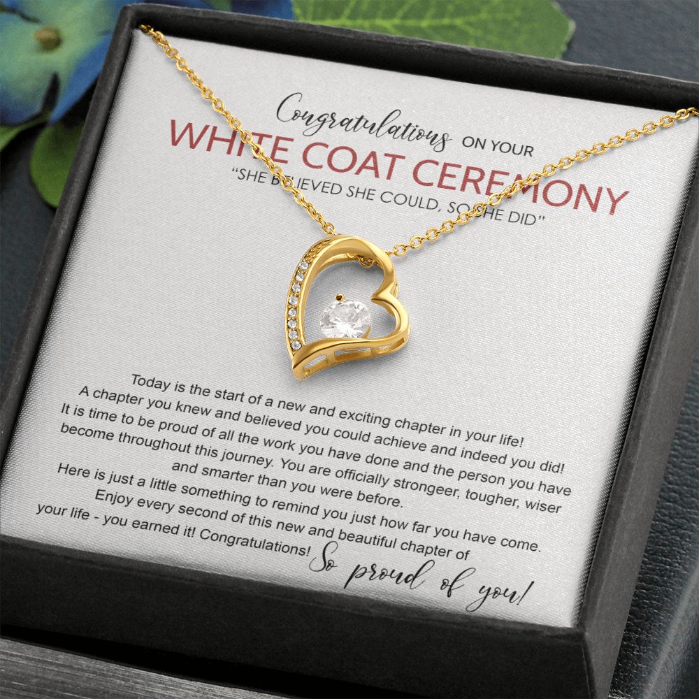 White Coat Ceremony Gift Necklace, Chiropractor White Coat Ceremony, New Doctor Gift, Gifts Congrats Graduation Pendants Gift For Daughter, Granddaughter, White Coat Ceremony Necklace Gift Forever Love Necklace