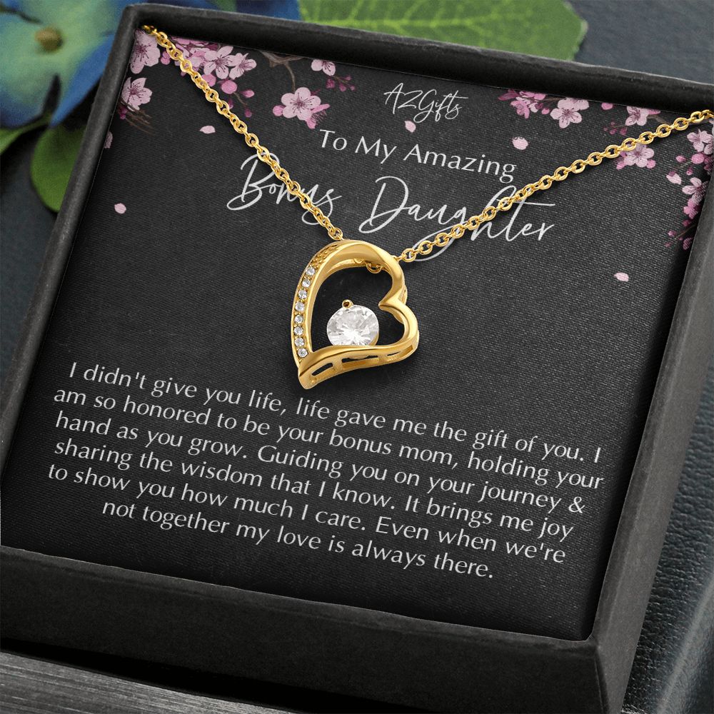 Bonus Daughter Gifts From Stepdad, Step Daughter Gifts From Stepmom, Stepdaughter Gifts From Stepdad, Father Stepdaughter Necklace, To My Bonus Daughter Necklaces, Christmas Gifts For Bonus D Forever Love Necklace