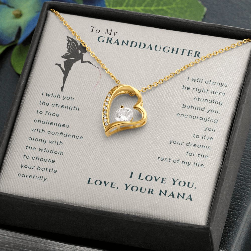 To My Granddaughter Dragonfly Necklace, Gift for Granddaughter From Nana Forever Love Necklace