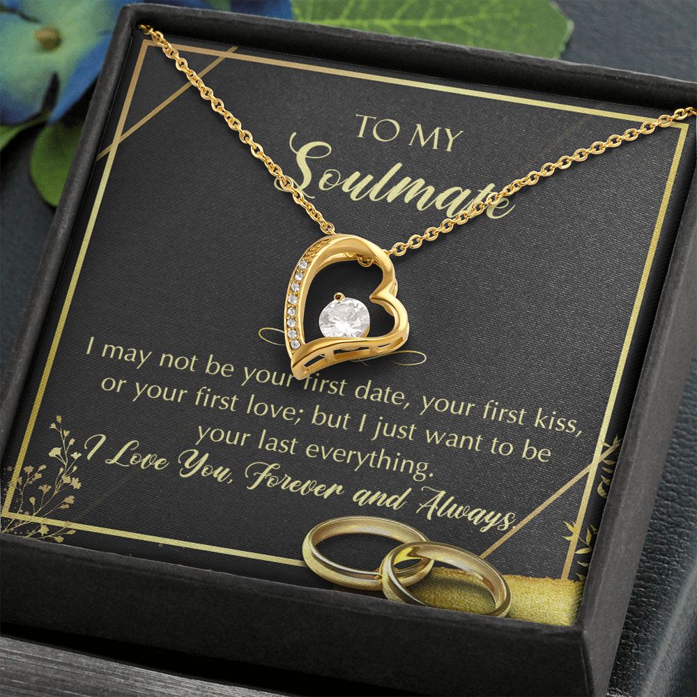 To My Soulmate Necklace for Women Birthday Christmas Jewelry Gifts For My Wife with Message Card Box Personalized Gift Present Pendant for Future Wife Soulmate Girlfriend Love 28 Forever Love Necklace