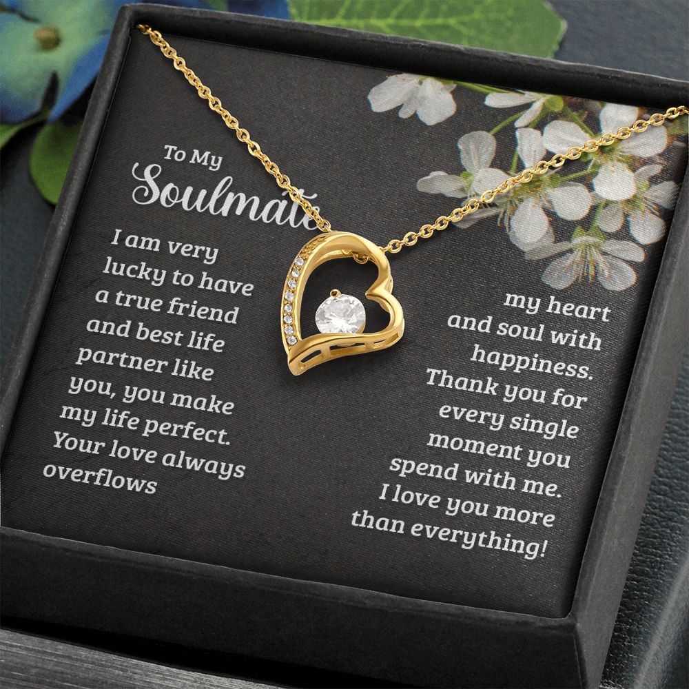 To My Soulmate Necklace for Women Birthday Christmas Jewelry Gifts For My Wife with Message Card Box Personalized Gift Present Pendant for Future Wife Soulmate Girlfriend Love 18 Forever Love Necklace