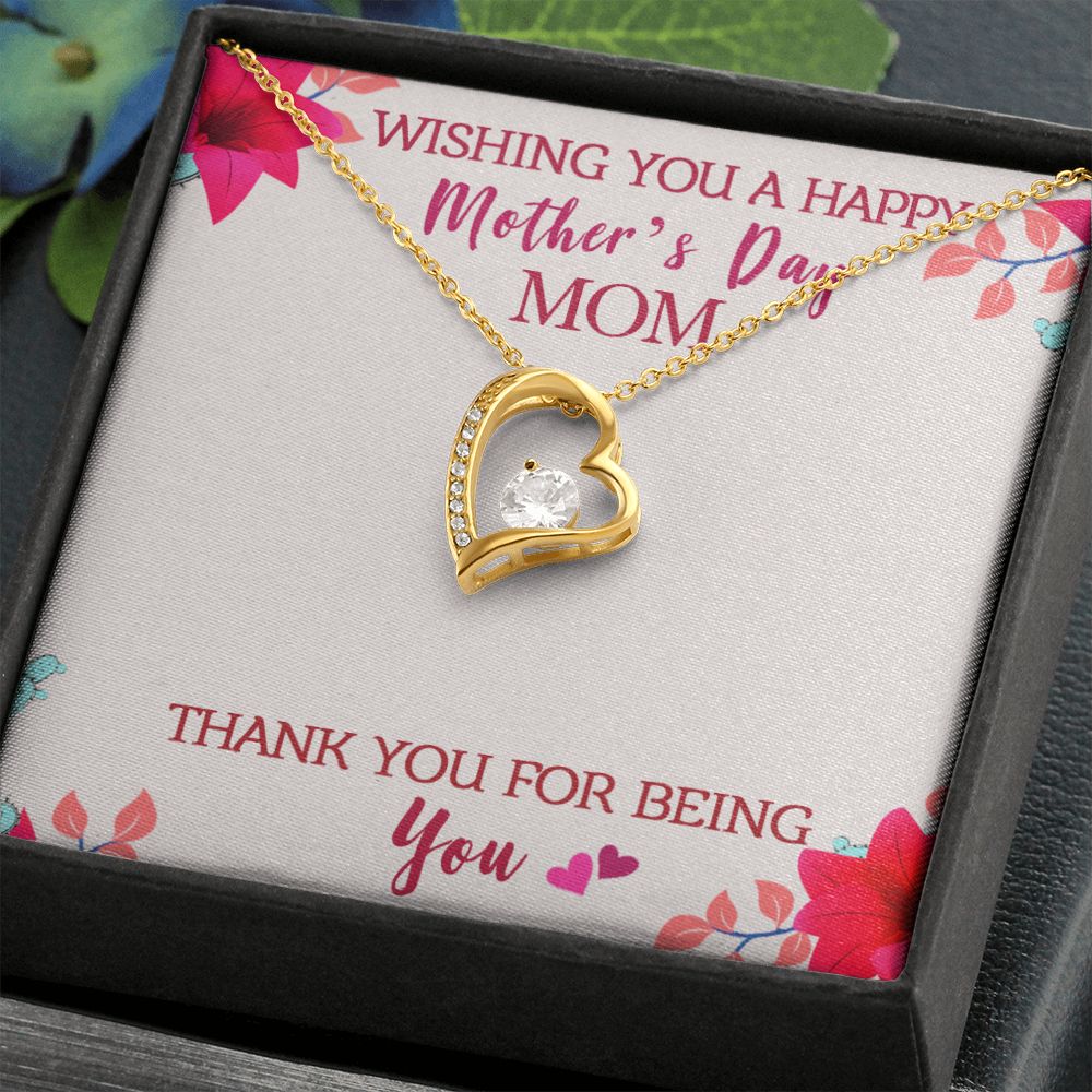 To My Mom Wishing You A Happy Mother's Day Gift From Daughter Or Son Thank You For Being You With Message Card Gift For Mom Forever Love Necklace