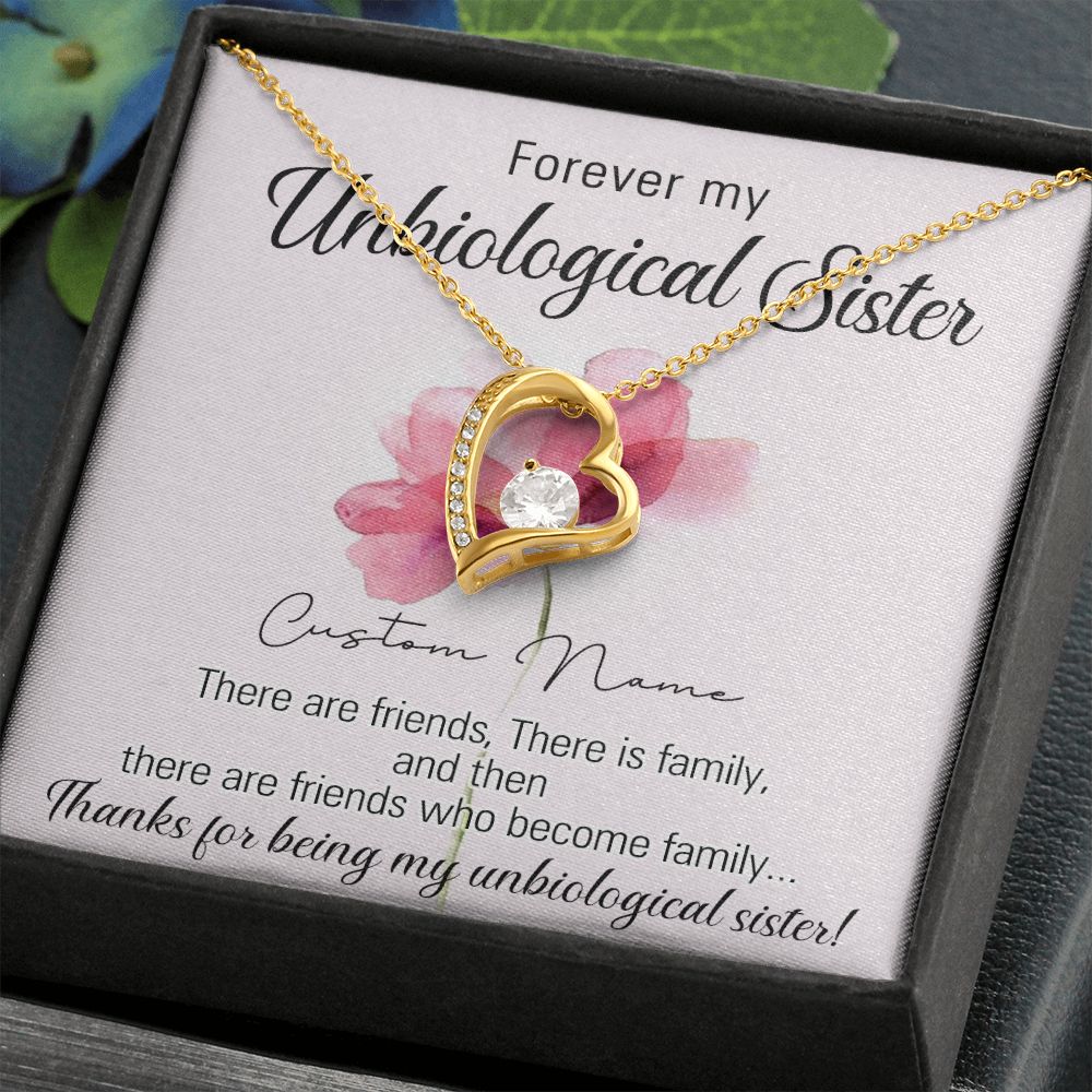 To My Unbiological Sister Necklace for Soul Sister Gift for Big Little Sorority Sister in Law Necklace for Sister Gift Tribe Jewelry Birthday Gift Idea for Best Friend 301 Forever Love Necklace