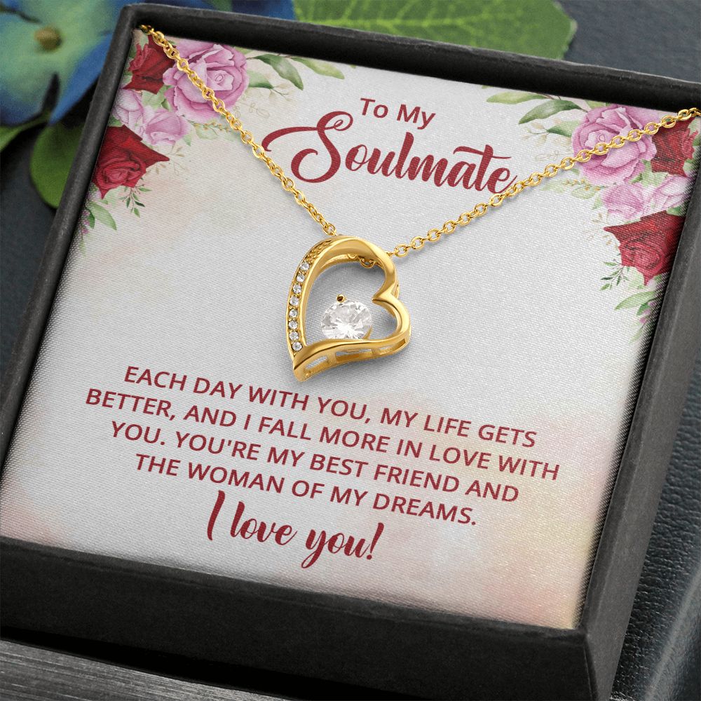 To My Soulmate Necklace for Women Birthday Christmas Jewelry Gifts For My Wife with Message Card Box Personalized Gift Present Pendant for Future Wife Soulmate Girlfriend Love 11 Forever Love Necklace