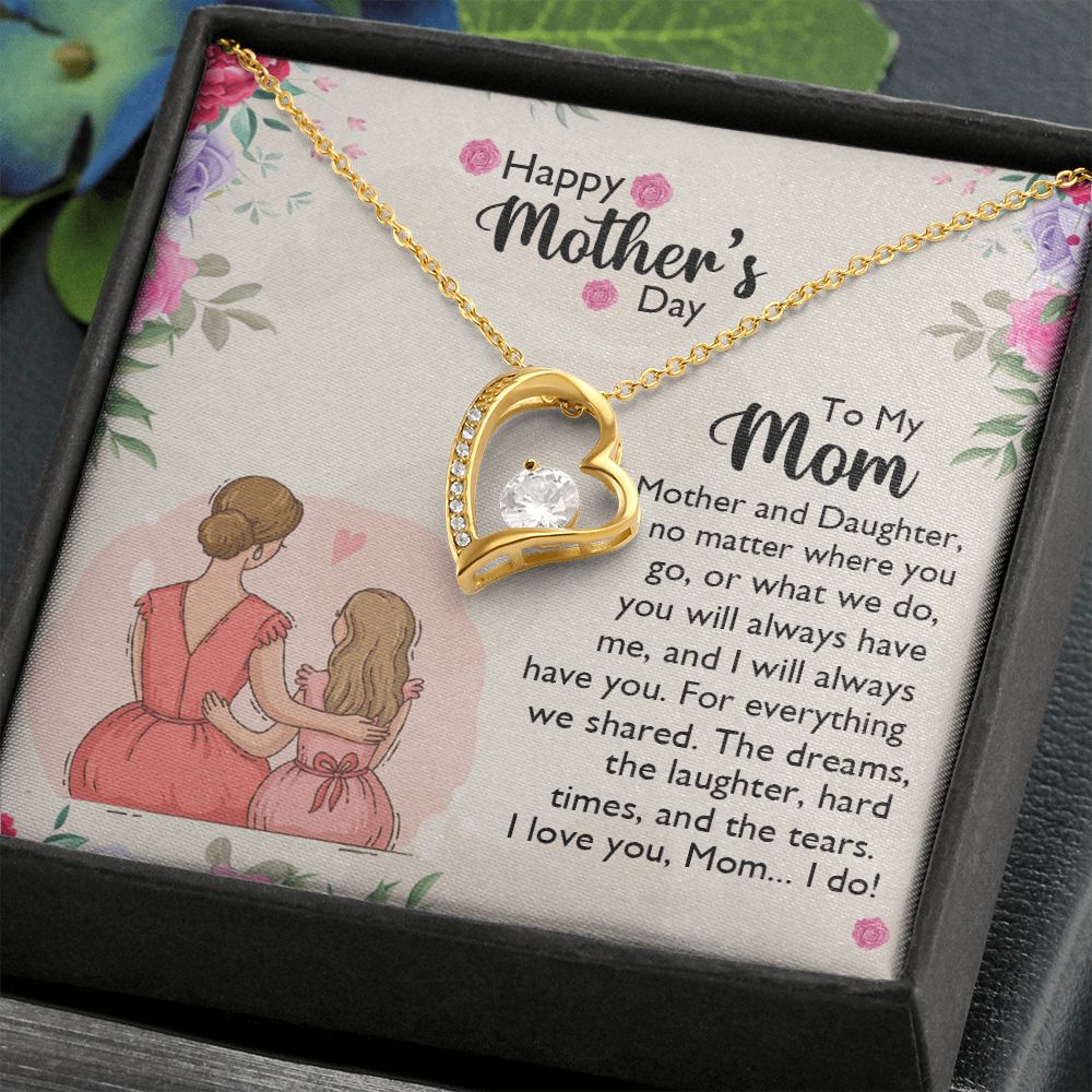 Mom Necklace Gifts for Mom from Daughter to Mom Gifts for Mothers Day from Daughter, To My Mom Necklace from Daughter to Mom Birthday Gifts Necklace with Message Card and Gift Box11 Forever Love Necklace