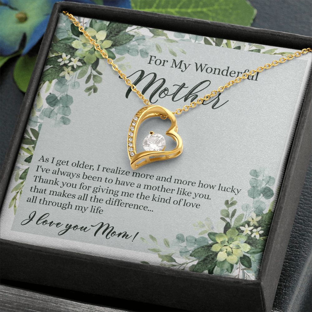 To My Wonderful Mother Necklace Message Card, Gift Box for Mom Birthday Gift From Daughter Mothers Day Necklace for Mom Gift From Daughter Mom Gifts For Mom Thank You Gift For Mom Forever Love Necklace