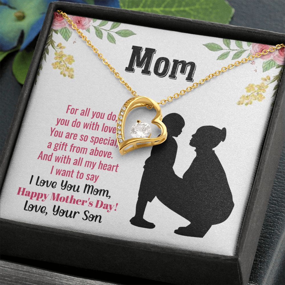 To My Mom Necklace, Gift For Mom, Mother's Day Gift from Daughter, Mom Jewelry Gift for Mothers Day, Birthday Gift for Mother, Moms Gift from Daughter Son, Necklace for Mom Mother22 Forever Love Necklace