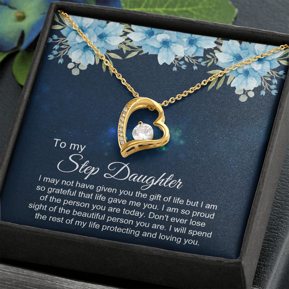 Bonus Daughter Gifts From Stepdad, Step Daughter Gifts From Stepmom, Stepdaughter Gifts From Stepdad, Father Stepdaughter Necklace, To My Bonus Daughter Necklaces, Christmas Gifts For Bonus3 Forever Love Necklace