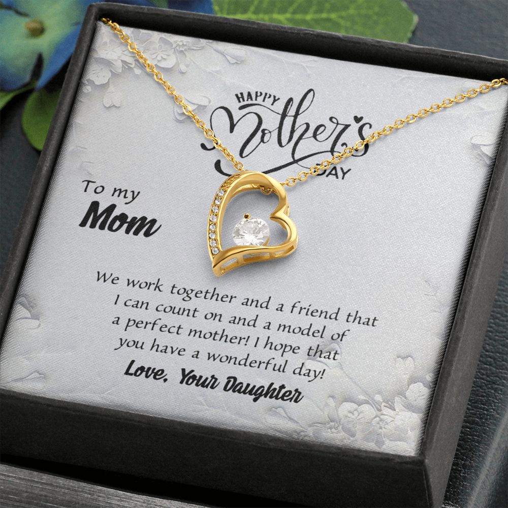 To My Mom Necklace Pendant Gift From Daughter And Happy Mother's Day Gift For Mom Birthday, Anniversary Together And A Friend Forever Love Necklace
