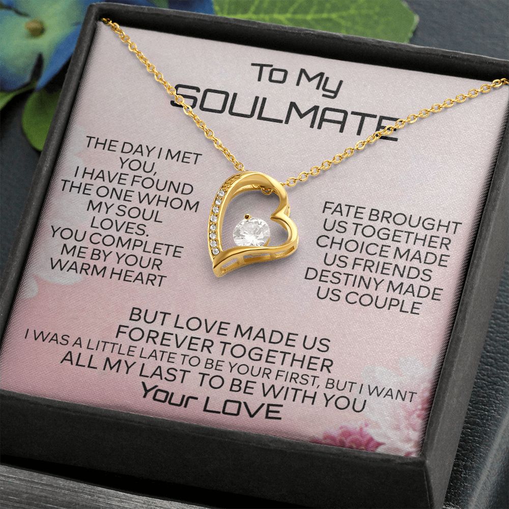To My Soulmate Necklace for Women Birthday Christmas Jewelry Gifts For My Wife with Message Card Box Personalized Gift Present Pendant for Future Wife Soulmate Girlfriend Love 2 Forever Love Necklace