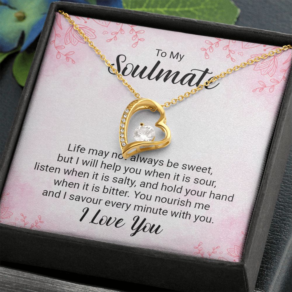 To My Soulmate Necklace for Women Birthday Christmas Jewelry Gifts For My Wife with Message Card Box Personalized Gift Present Pendant for Future Wife Soulmate Girlfriend Love 15 Forever Love Necklace