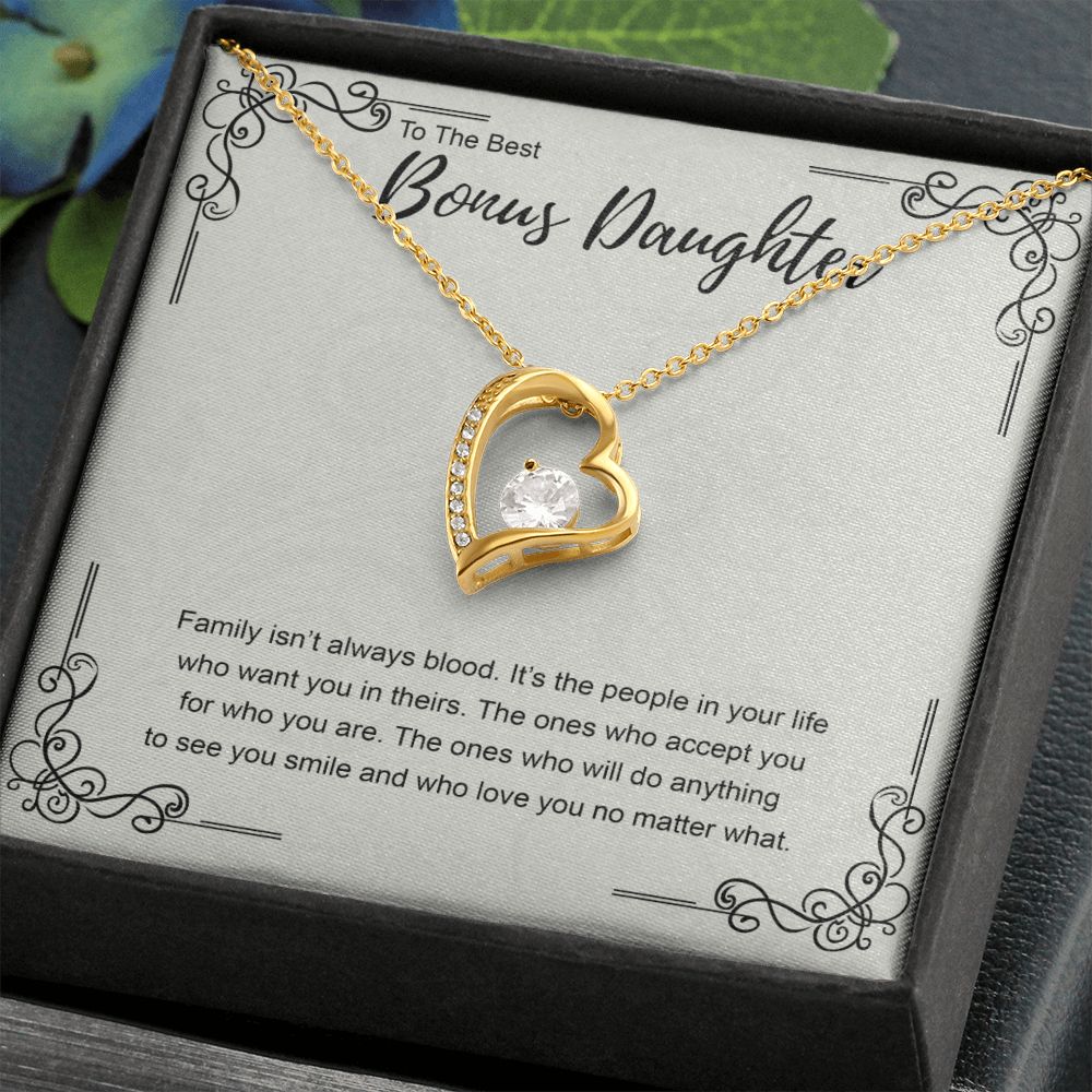Bonus Daughter Gift Necklace, Double Hearts Necklace, Stepdaughter Jewelry Forever Love Necklace