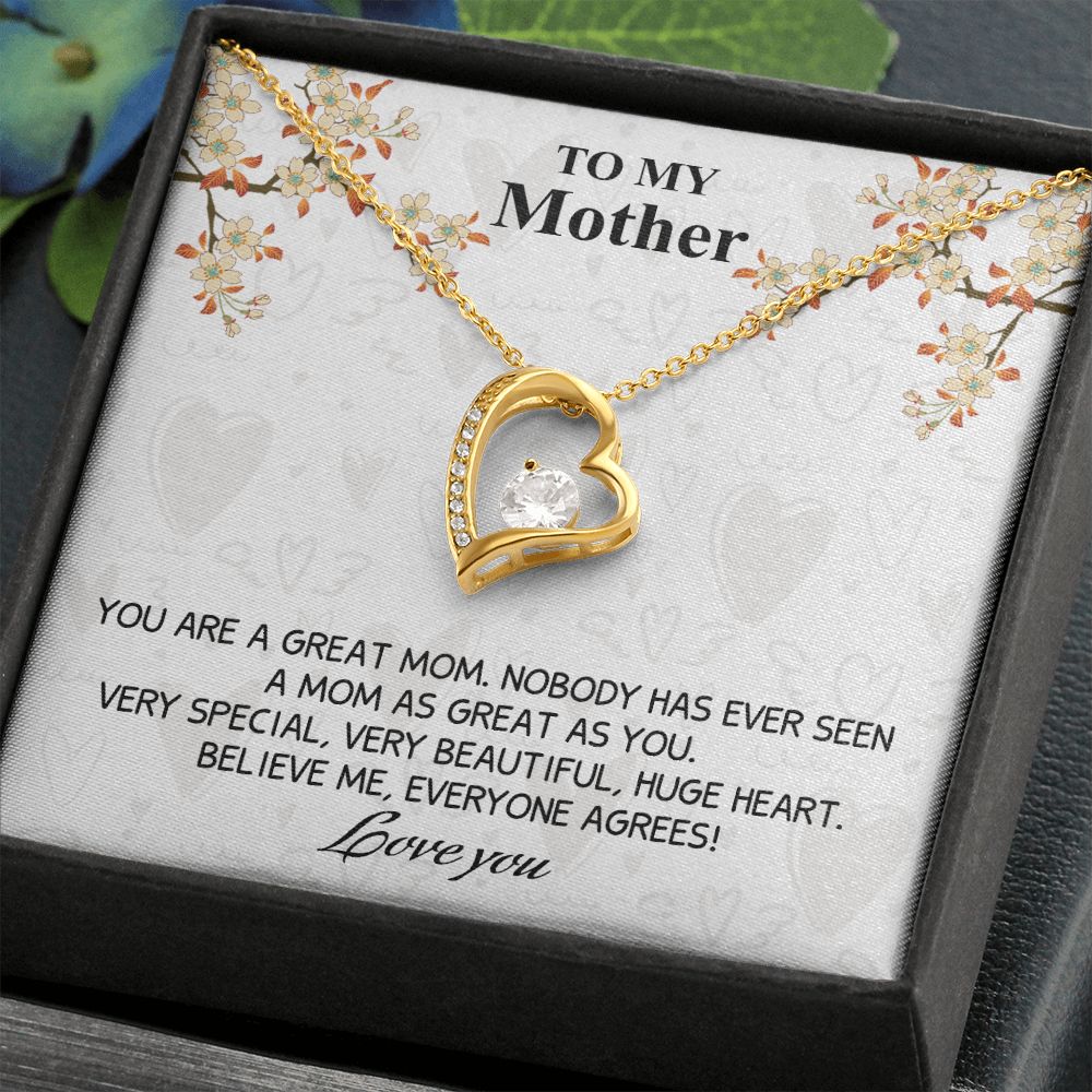 Mom Necklace Gifts for Mom from Daughter to Mom Gifts for Mothers Day from Daughter, To My Mom Necklace from Daughter to Mom Birthday Gifts Necklace with Message Card and Gift Box8 Forever Love Necklace